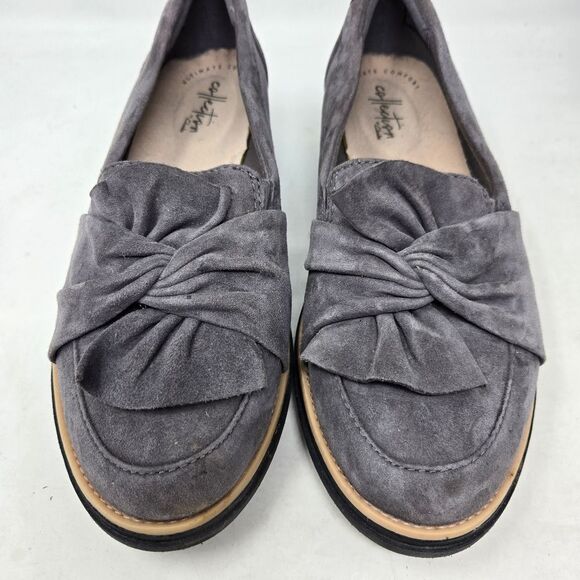 CLARKS Sharon Dasher Women's Gray Suede Loafers Size 7 - Picture 3 of 11